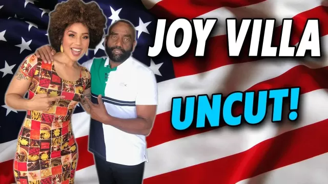 Joy Villa and Jesse Lee Peterson pose at The Fallen State studio