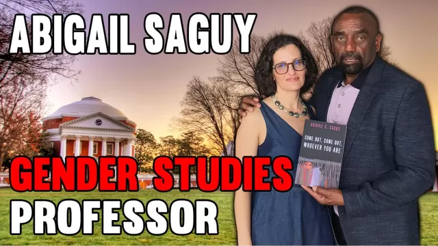 Professor Abigail Saguy and Jesse Lee Peterson pose at The Fallen State studio