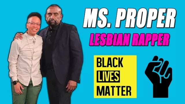 Ms Proper and Jesse Lee Peterson pose at The Fallen State studio
